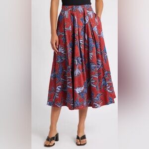 NIC+ZOE Red and Blue Floral A-Line Skirt